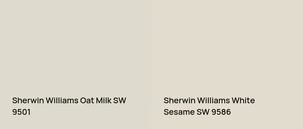 Sherwin Williams Oat Milk SW 9501 vs Sherwin Williams White Sesame SW 9586