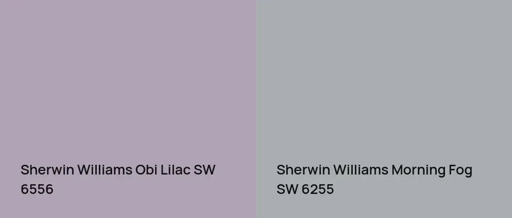 Sherwin Williams Obi Lilac SW 6556 vs Sherwin Williams Morning Fog SW 6255