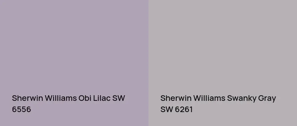Sherwin Williams Obi Lilac SW 6556 vs Sherwin Williams Swanky Gray SW 6261