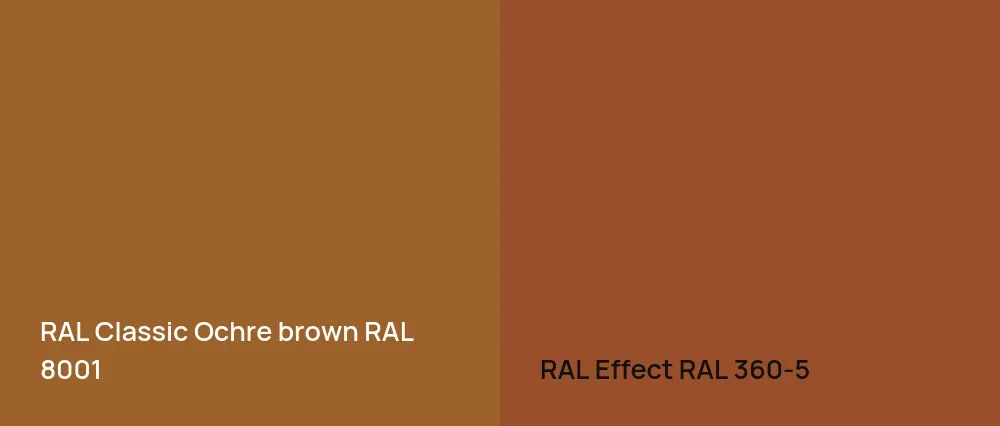 RAL Classic  Ochre brown RAL 8001 vs RAL Effect  RAL 360-5