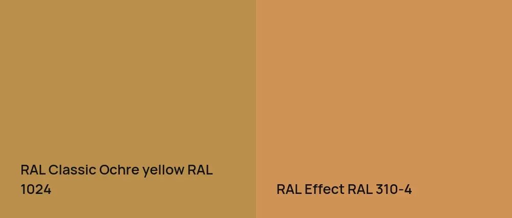 RAL Classic  Ochre yellow RAL 1024 vs RAL Effect  RAL 310-4
