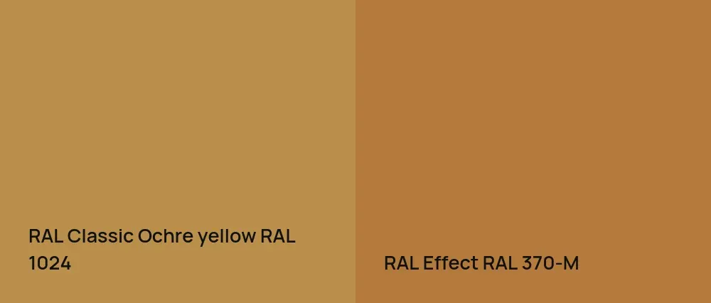 RAL Classic  Ochre yellow RAL 1024 vs RAL Effect  RAL 370-M