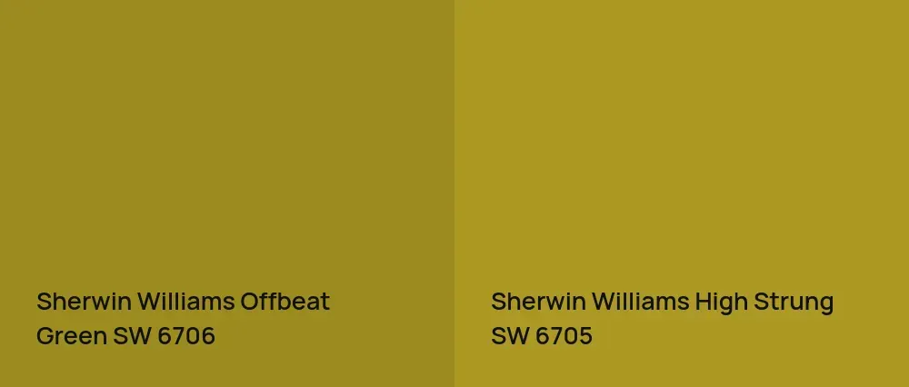 Sherwin Williams Offbeat Green SW 6706 vs Sherwin Williams High Strung SW 6705