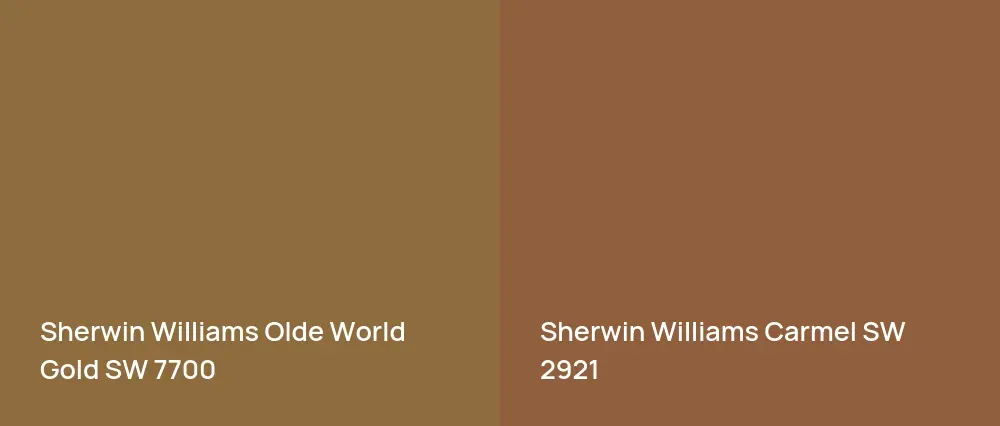 Sherwin Williams Olde World Gold SW 7700 vs Sherwin Williams Carmel SW 2921