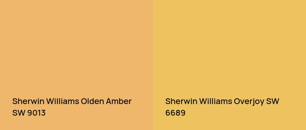 Sherwin Williams Olden Amber SW 9013 vs Sherwin Williams Overjoy SW 6689