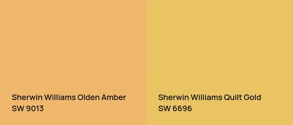 Sherwin Williams Olden Amber SW 9013 vs Sherwin Williams Quilt Gold SW 6696