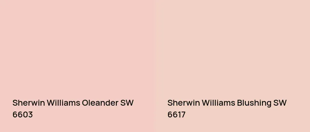 Sherwin Williams Oleander SW 6603 vs Sherwin Williams Blushing SW 6617