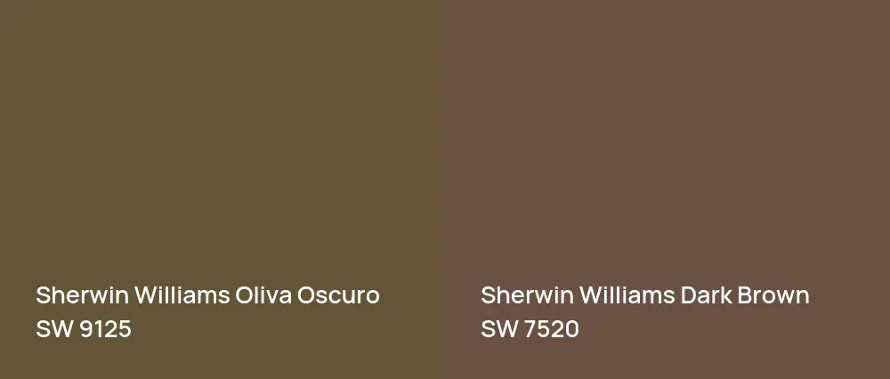 Sherwin Williams Oliva Oscuro SW 9125 vs Sherwin Williams Dark Brown SW 7520