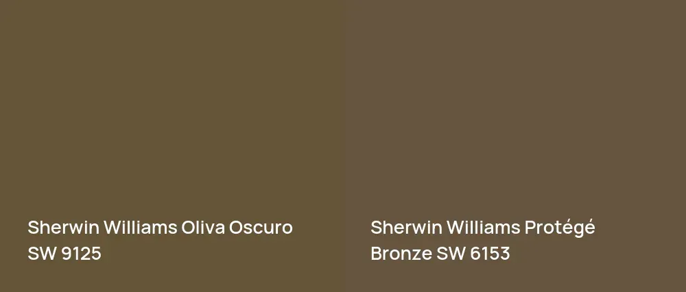 Sherwin Williams Oliva Oscuro SW 9125 vs Sherwin Williams Protégé Bronze SW 6153