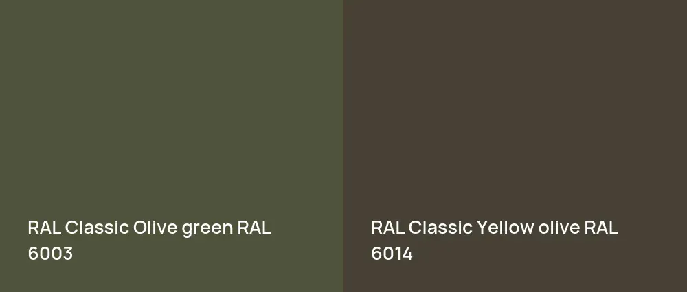 RAL Classic  Olive green RAL 6003 vs RAL Classic  Yellow olive RAL 6014