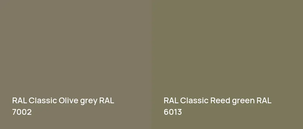 RAL Classic  Olive grey RAL 7002 vs RAL Classic  Reed green RAL 6013