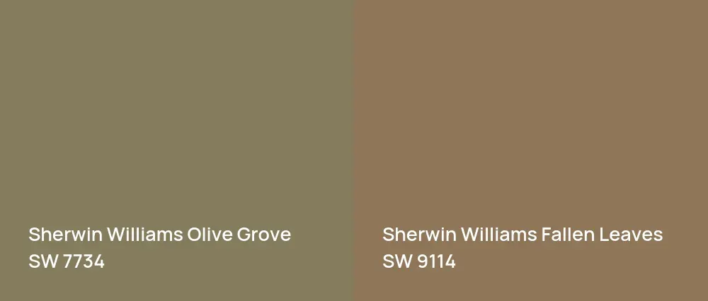Sherwin Williams Olive Grove SW 7734 vs Sherwin Williams Fallen Leaves SW 9114