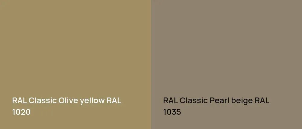 RAL Classic  Olive yellow RAL 1020 vs RAL Classic  Pearl beige RAL 1035
