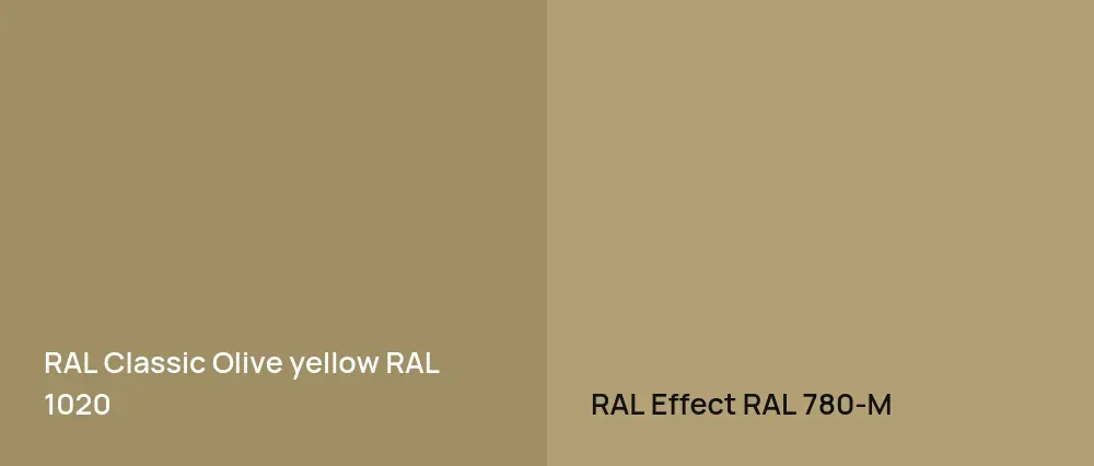 RAL Classic  Olive yellow RAL 1020 vs RAL Effect  RAL 780-M