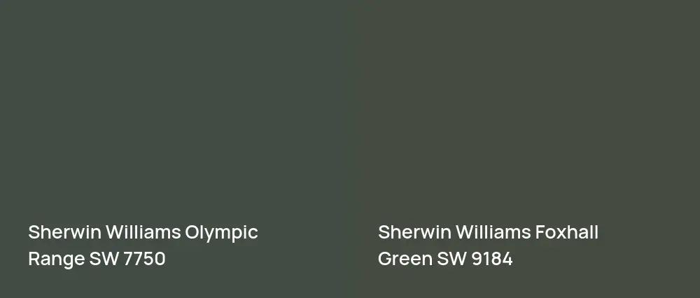 Sherwin Williams Olympic Range SW 7750 vs Sherwin Williams Foxhall Green SW 9184