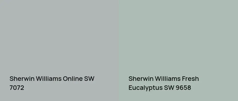 Sherwin Williams Online SW 7072 vs Sherwin Williams Fresh Eucalyptus SW 9658