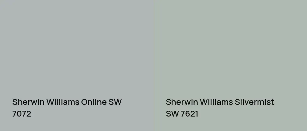 Sherwin Williams Online SW 7072 vs Sherwin Williams Silvermist SW 7621