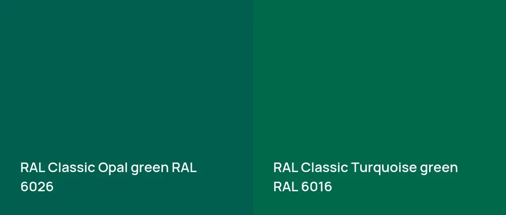 RAL Classic  Opal green RAL 6026 vs RAL Classic  Turquoise green RAL 6016