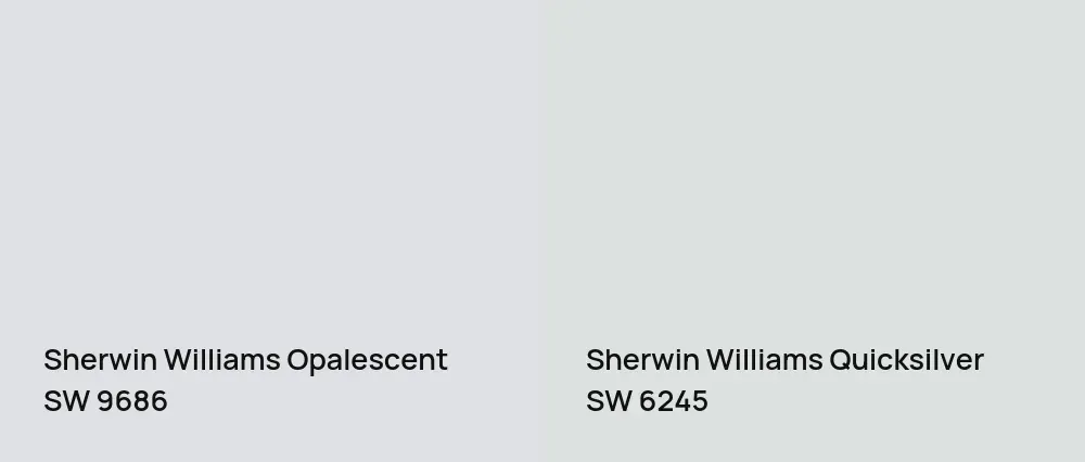 Sherwin Williams Opalescent SW 9686 vs Sherwin Williams Quicksilver SW 6245