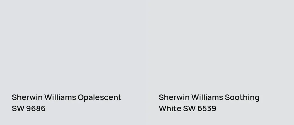 Sherwin Williams Opalescent SW 9686 vs Sherwin Williams Soothing White SW 6539
