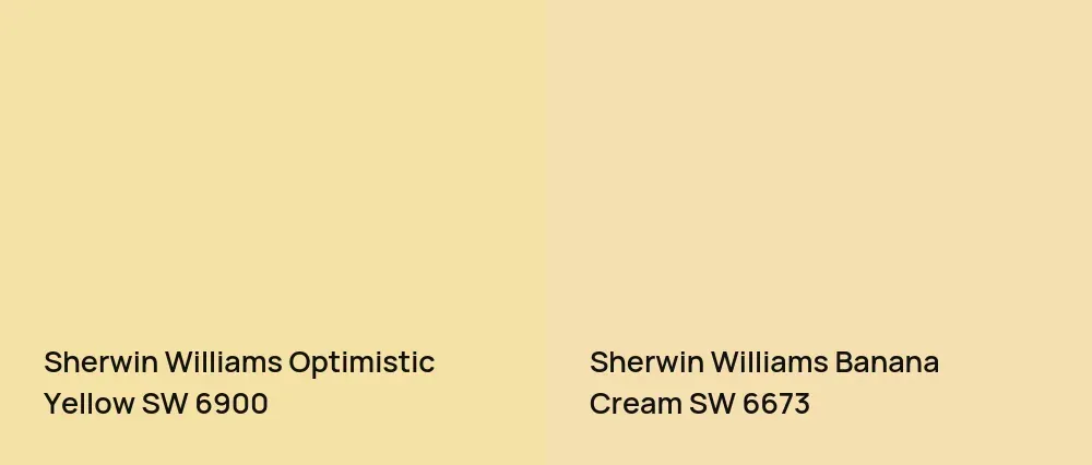 Sherwin Williams Optimistic Yellow SW 6900 vs Sherwin Williams Banana Cream SW 6673