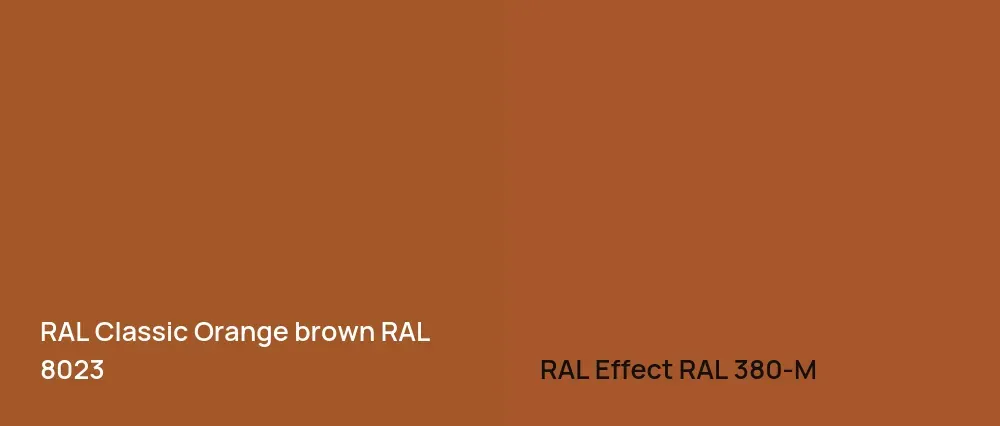 RAL Classic  Orange brown RAL 8023 vs RAL Effect  RAL 380-M