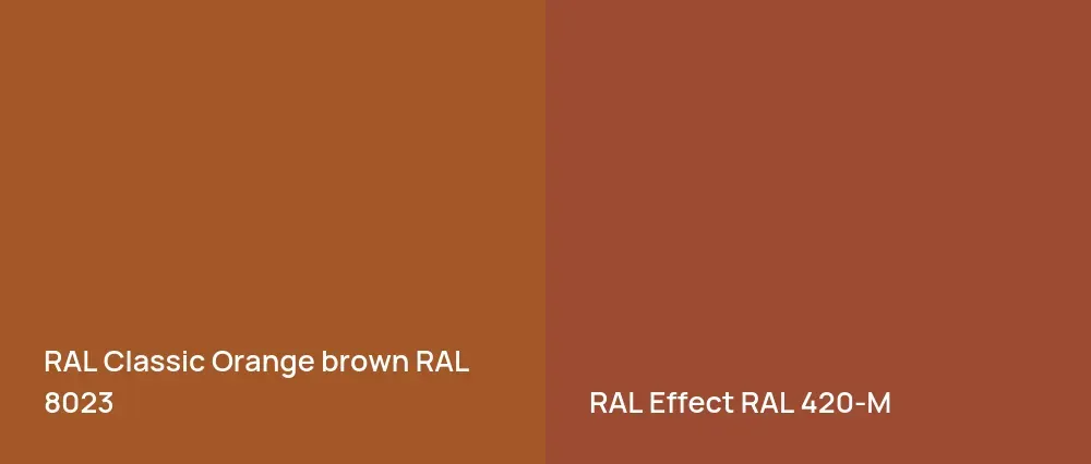 RAL Classic  Orange brown RAL 8023 vs RAL Effect  RAL 420-M