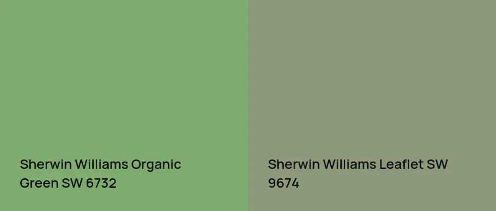 Sherwin Williams Organic Green SW 6732 vs Sherwin Williams Leaflet SW 9674