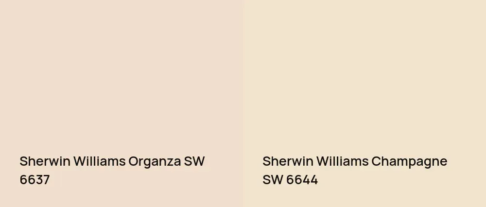 Sherwin Williams Organza SW 6637 vs Sherwin Williams Champagne SW 6644