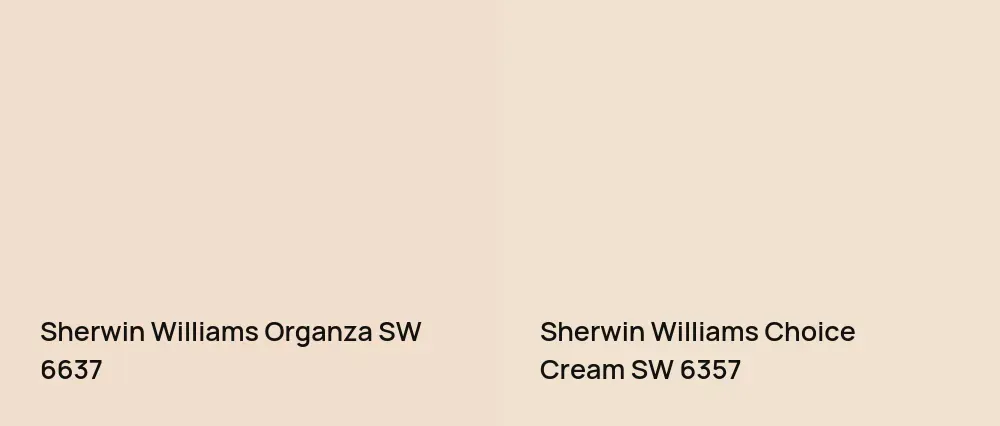 Sherwin Williams Organza SW 6637 vs Sherwin Williams Choice Cream SW 6357