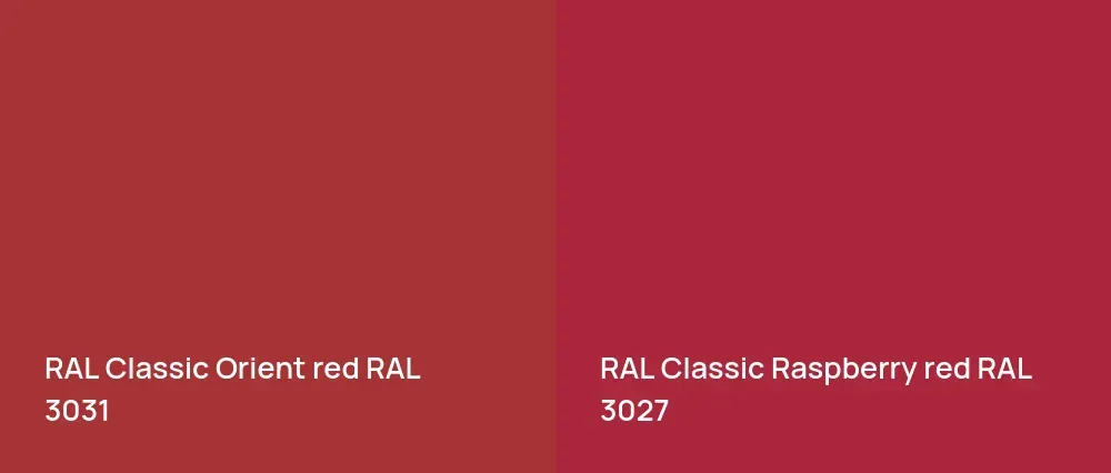 RAL Classic  Orient red RAL 3031 vs RAL Classic  Raspberry red RAL 3027