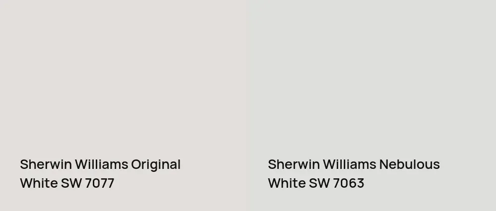 Sherwin Williams Original White SW 7077 vs Sherwin Williams Nebulous White SW 7063