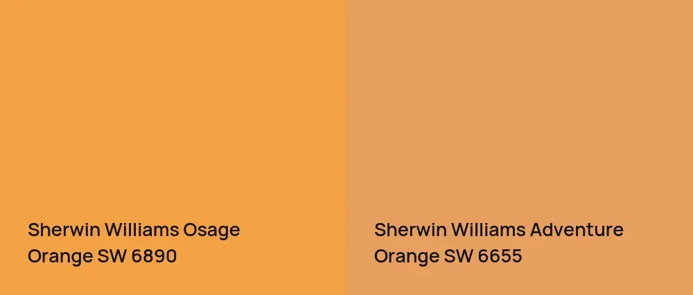 Sherwin Williams Osage Orange SW 6890 vs Sherwin Williams Adventure Orange SW 6655