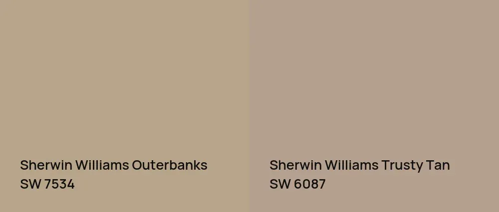 Sherwin Williams Outerbanks SW 7534 vs Sherwin Williams Trusty Tan SW 6087
