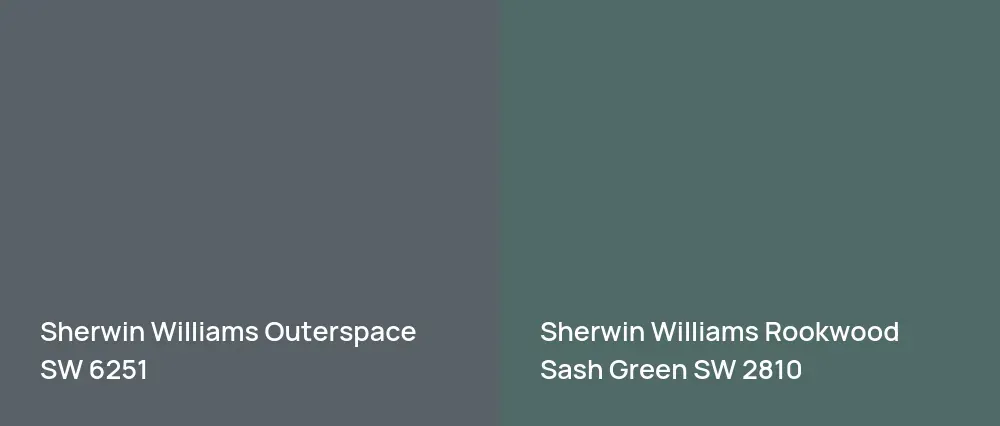 Sherwin Williams Outerspace SW 6251 vs Sherwin Williams Rookwood Sash Green SW 2810