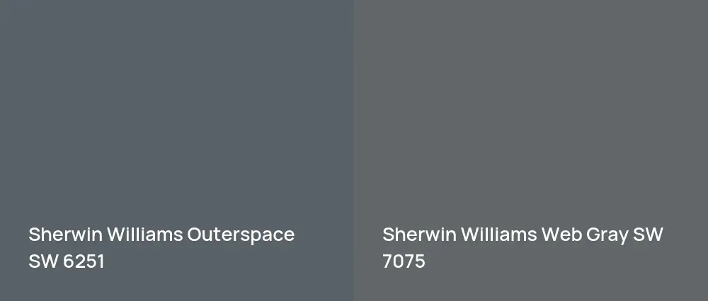 Sherwin Williams Outerspace SW 6251 vs Sherwin Williams Web Gray SW 7075