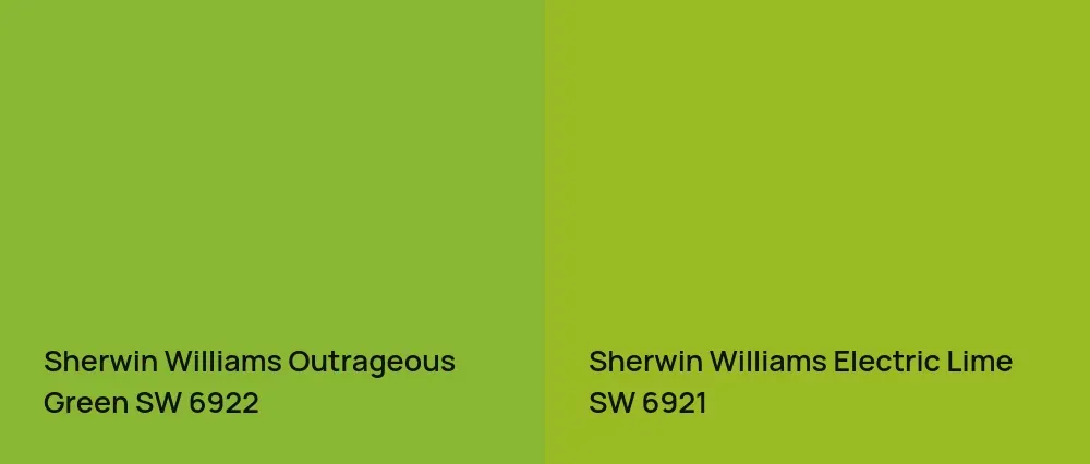 Sherwin Williams Outrageous Green SW 6922 vs Sherwin Williams Electric Lime SW 6921