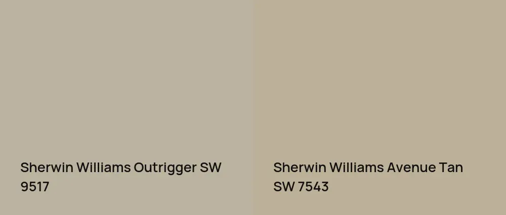 Sherwin Williams Outrigger SW 9517 vs Sherwin Williams Avenue Tan SW 7543