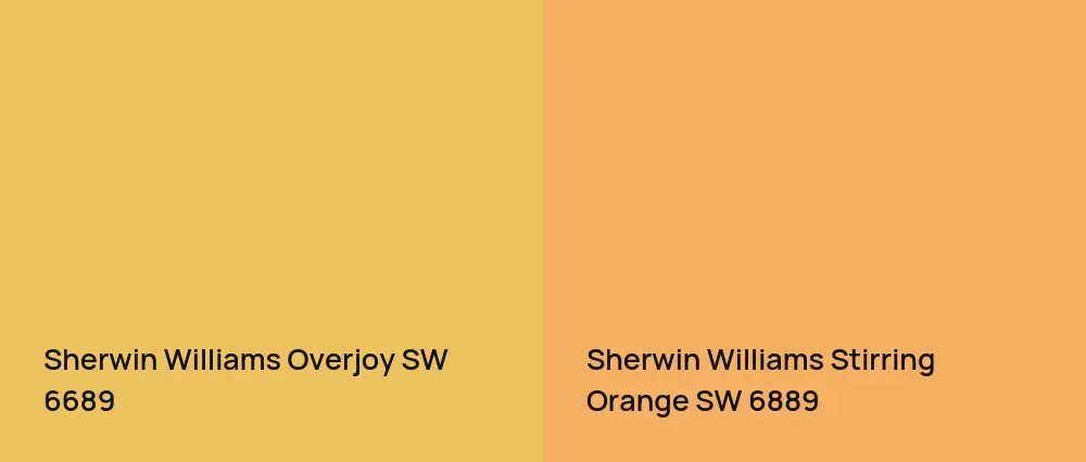 Sherwin Williams Overjoy SW 6689 vs Sherwin Williams Stirring Orange SW 6889