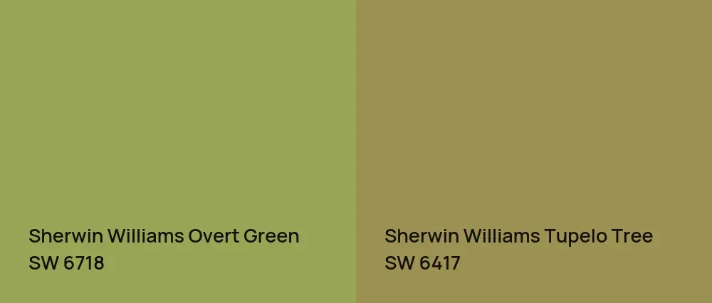 Sherwin Williams Overt Green SW 6718 vs Sherwin Williams Tupelo Tree SW 6417