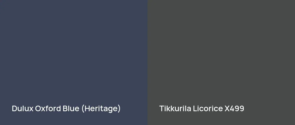 Dulux Oxford Blue (Heritage)  vs Tikkurila Licorice X499