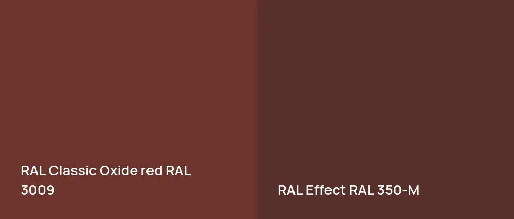 RAL Classic  Oxide red RAL 3009 vs RAL Effect  RAL 350-M