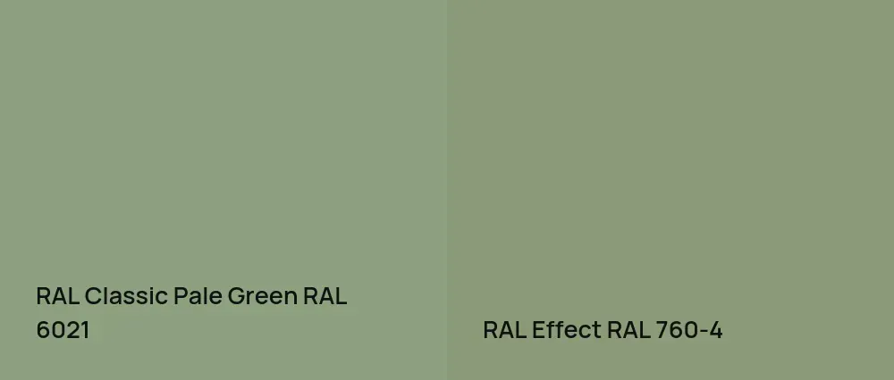 RAL Classic Pale Green RAL 6021 vs RAL Effect  RAL 760-4