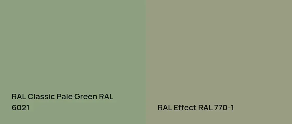 RAL Classic Pale Green RAL 6021 vs RAL Effect  RAL 770-1