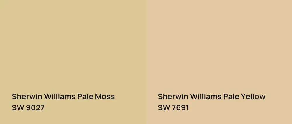 Sherwin Williams Pale Moss SW 9027 vs Sherwin Williams Pale Yellow SW 7691