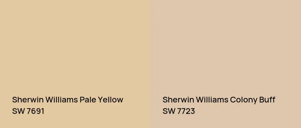 Sherwin Williams Pale Yellow SW 7691 vs Sherwin Williams Colony Buff SW 7723