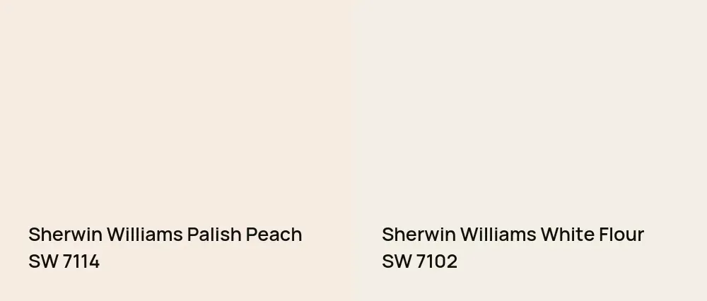 Sherwin Williams Palish Peach SW 7114 vs Sherwin Williams White Flour SW 7102