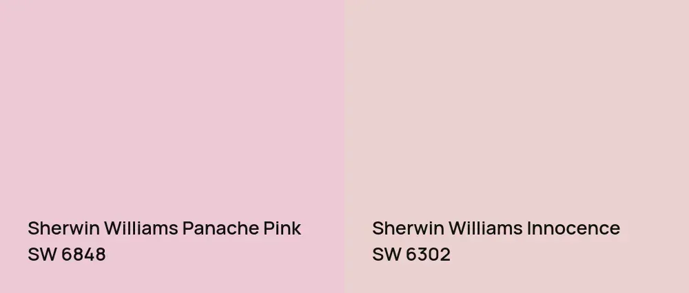 Sherwin Williams Panache Pink SW 6848 vs Sherwin Williams Innocence SW 6302
