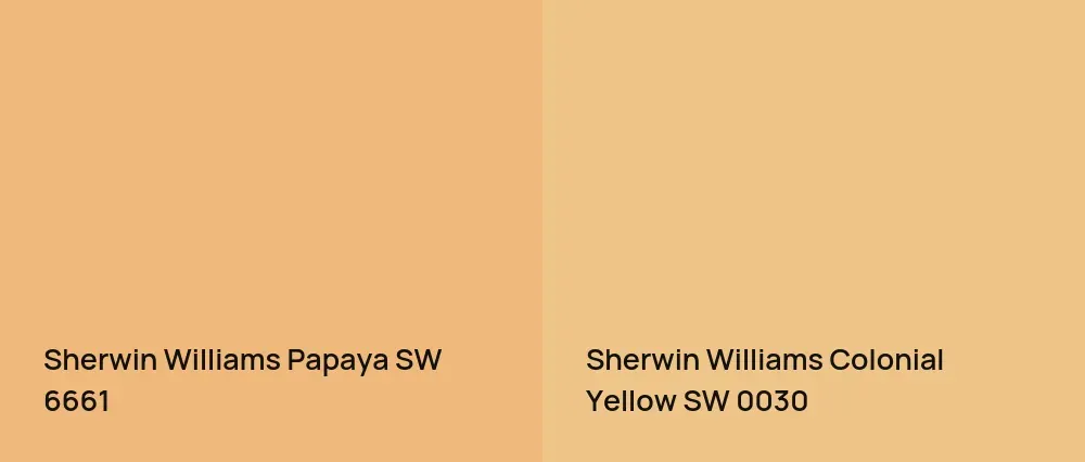 Sherwin Williams Papaya SW 6661 vs Sherwin Williams Colonial Yellow SW 0030