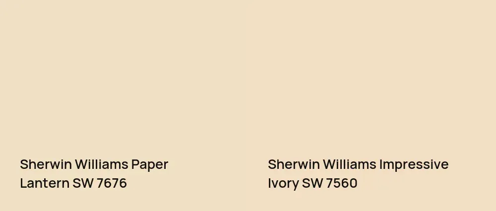 Sherwin Williams Paper Lantern SW 7676 vs Sherwin Williams Impressive Ivory SW 7560